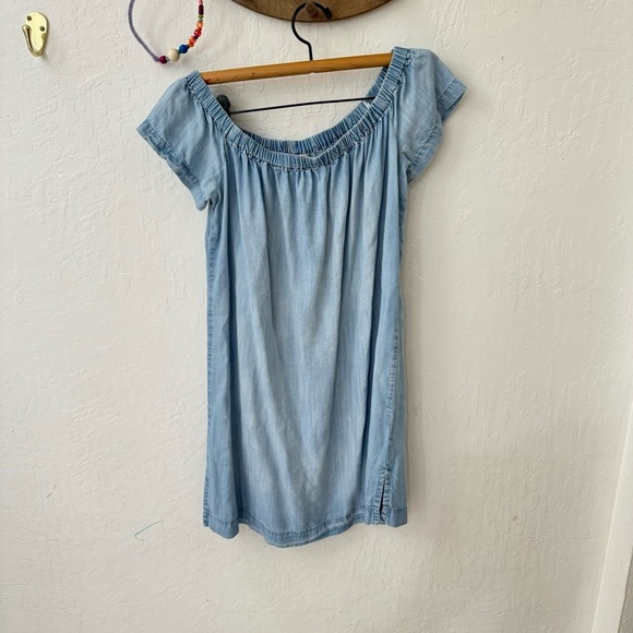 CLOTH & STONE Chambray Tencel Lyocell Off the Shoulder Mini Dress Size Small - Picture 8 of 8